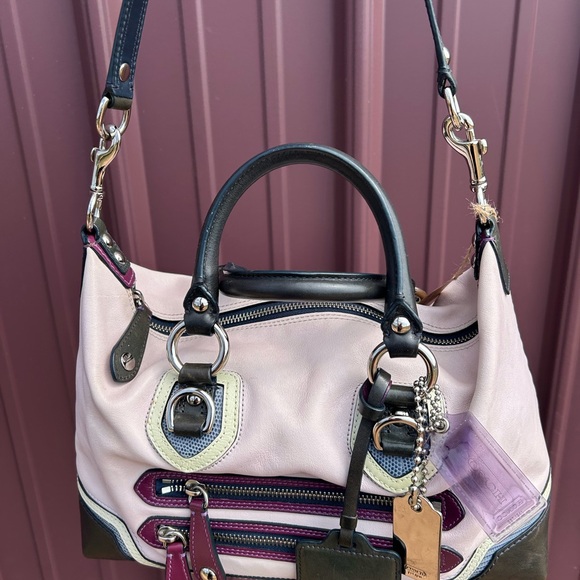 Coach Handbags - Coach Madison Sabrina Spectator Handbag Purple & Cream Satchel Purse